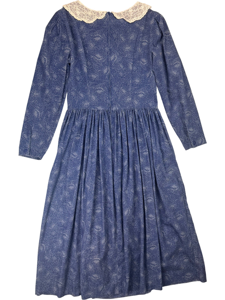 Laura Ashley Blue Floral Cotton Dress - M - Think Vintage