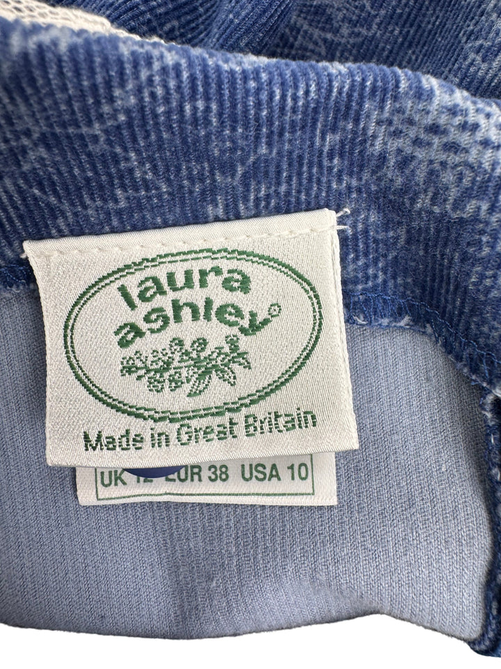 Laura Ashley Blue Floral Cotton Dress - M - Think Vintage