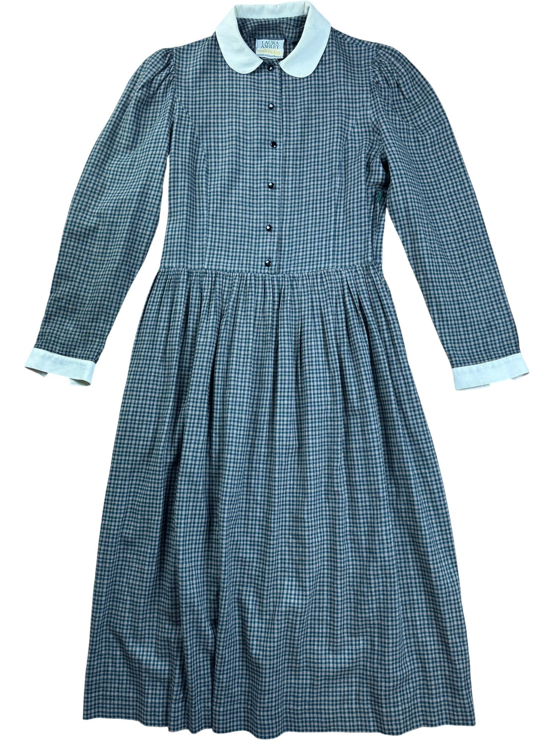 Laura Ashley Checkered Long Dress - S - Think Vintage ltd