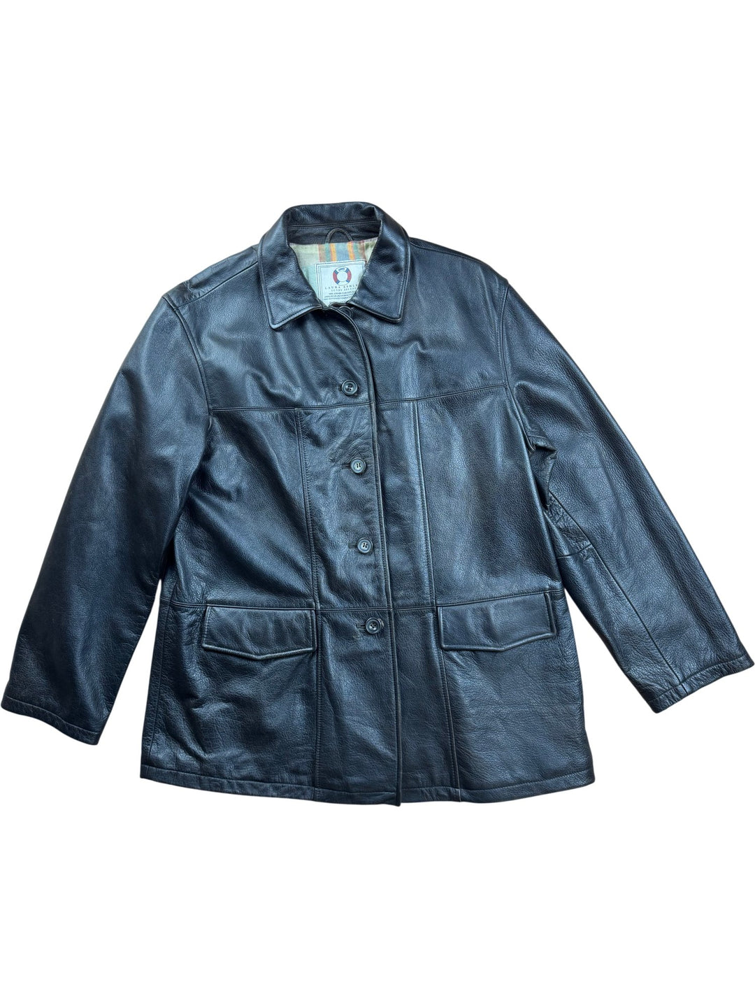 Laura Ashley Chestnut Leather Jacket - M - Think Vintage ltd