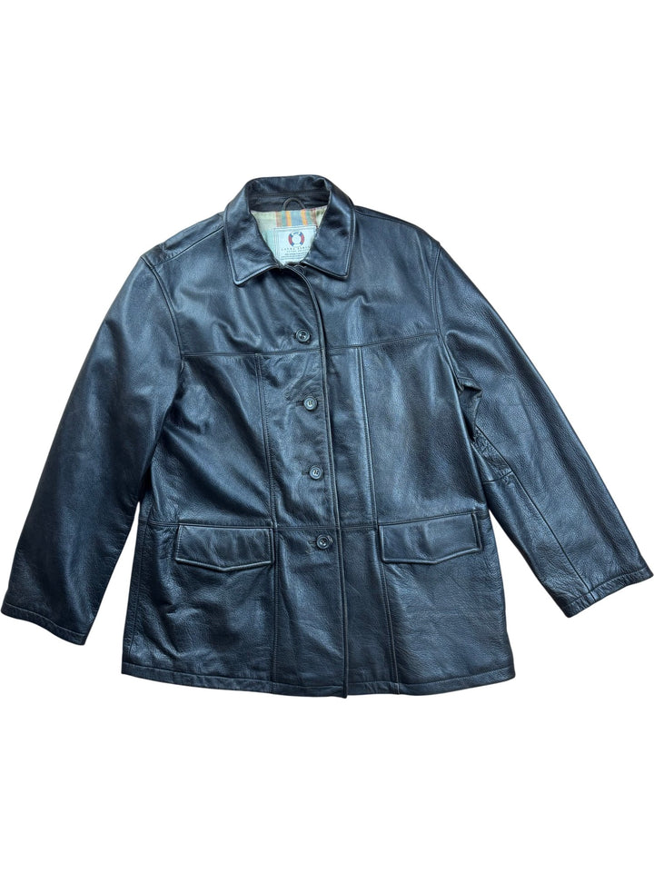 Laura Ashley Chestnut Leather Jacket - M - Think Vintage ltd