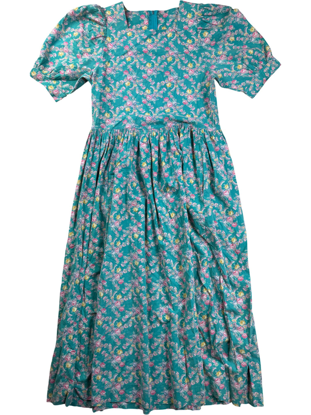 Laura Ashley Floral Cotton Midi Dress - S - Think Vintage ltd