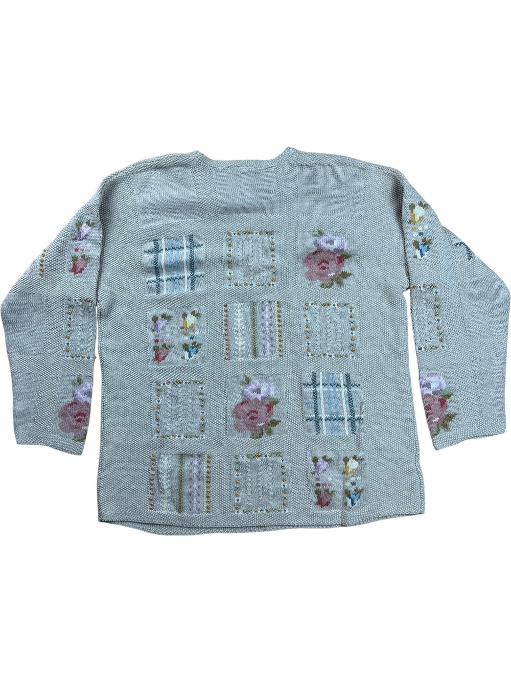 Laura Ashley Floral Pattern Knit Sweater - XL - Think Vintage ltd