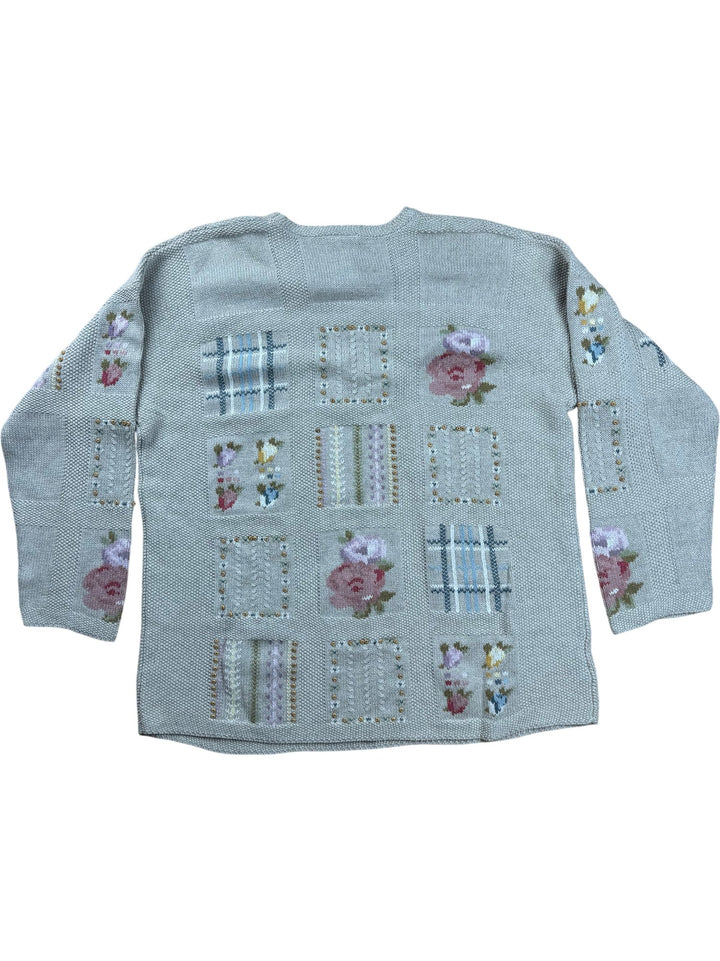 Laura Ashley Floral Pattern Knit Sweater - XL - Think Vintage ltd