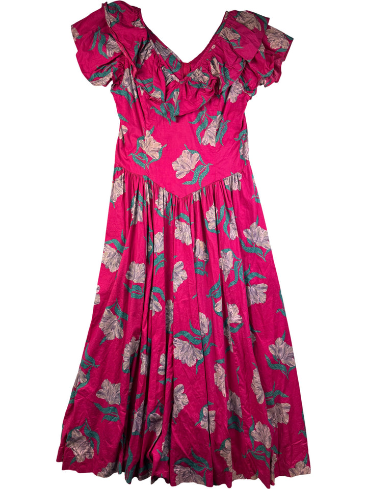 Laura Ashley Floral Pink Dress - S/M - Think Vintage Online Ltd