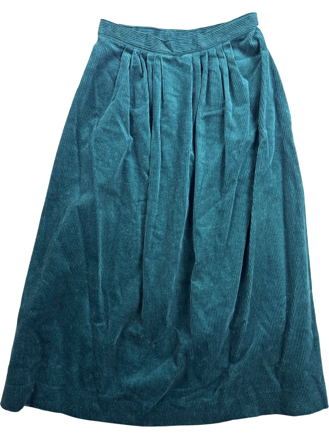 Laura Ashley Green Corduroy Midi Skirt - 26 - Think Vintage ltd