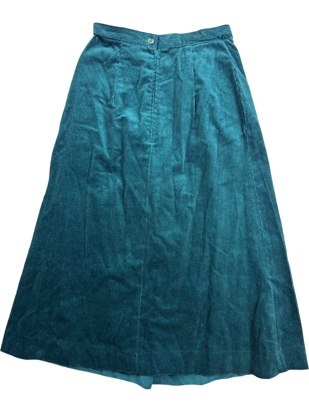 Laura Ashley Green Corduroy Midi Skirt - 26 - Think Vintage ltd