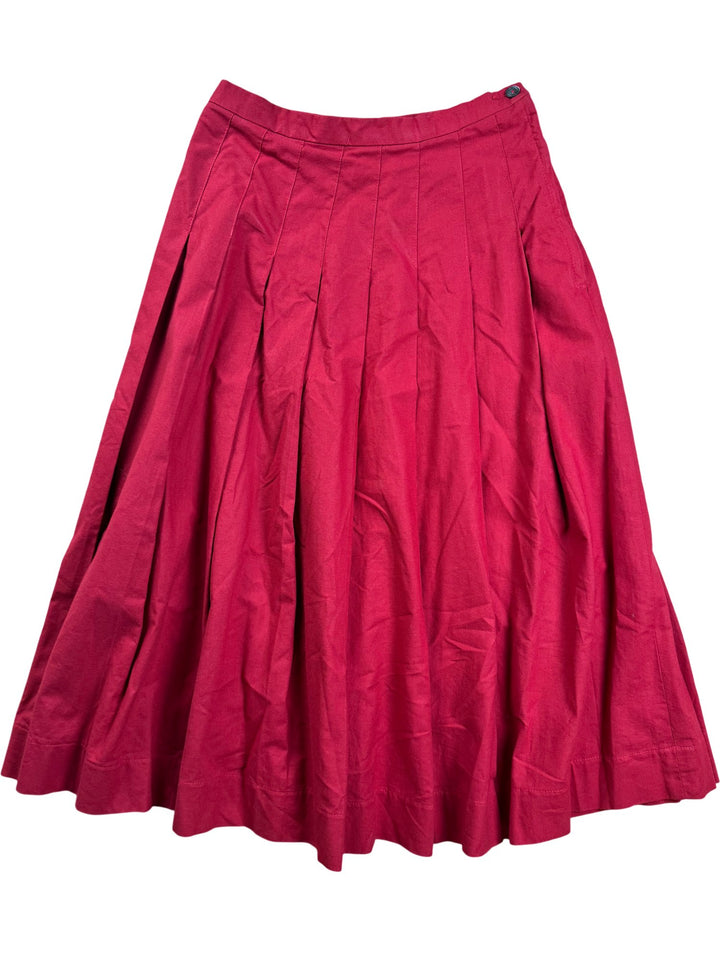 Laura Ashley Red Pleated Skirt - W26 - Think Vintage ltd