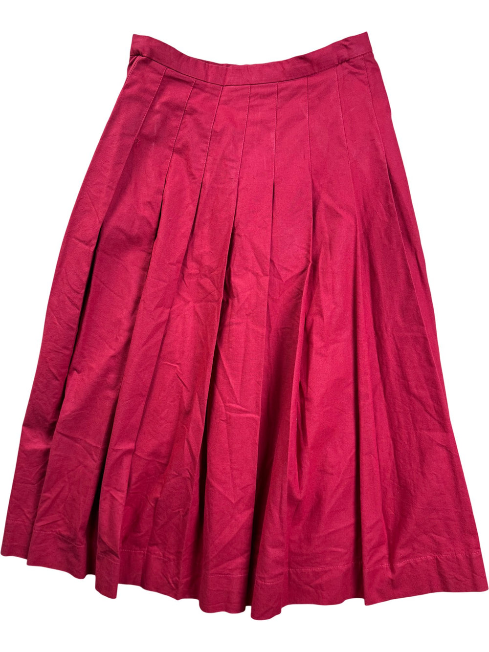 Laura Ashley Red Pleated Skirt - W26 - Think Vintage ltd