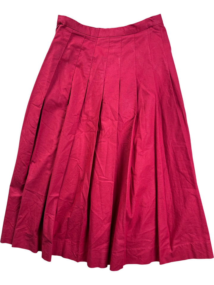 Laura Ashley Red Pleated Skirt - W26 - Think Vintage ltd