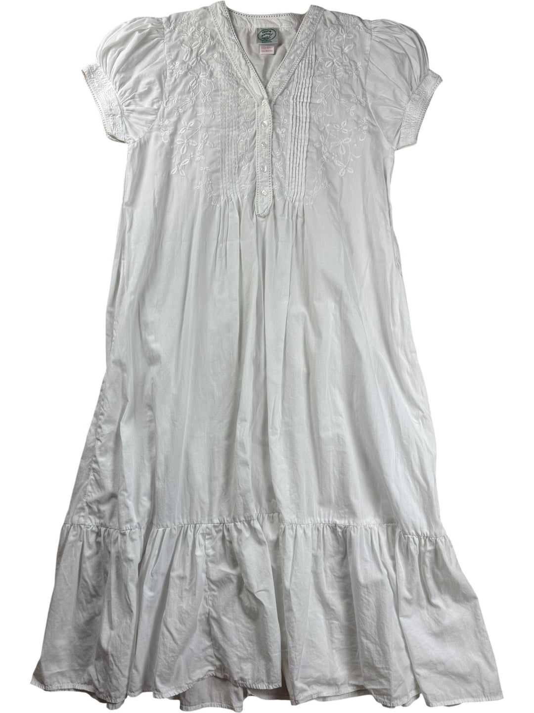 Laura Ashley White Cotton Midi Dress - M - Think Vintage ltd