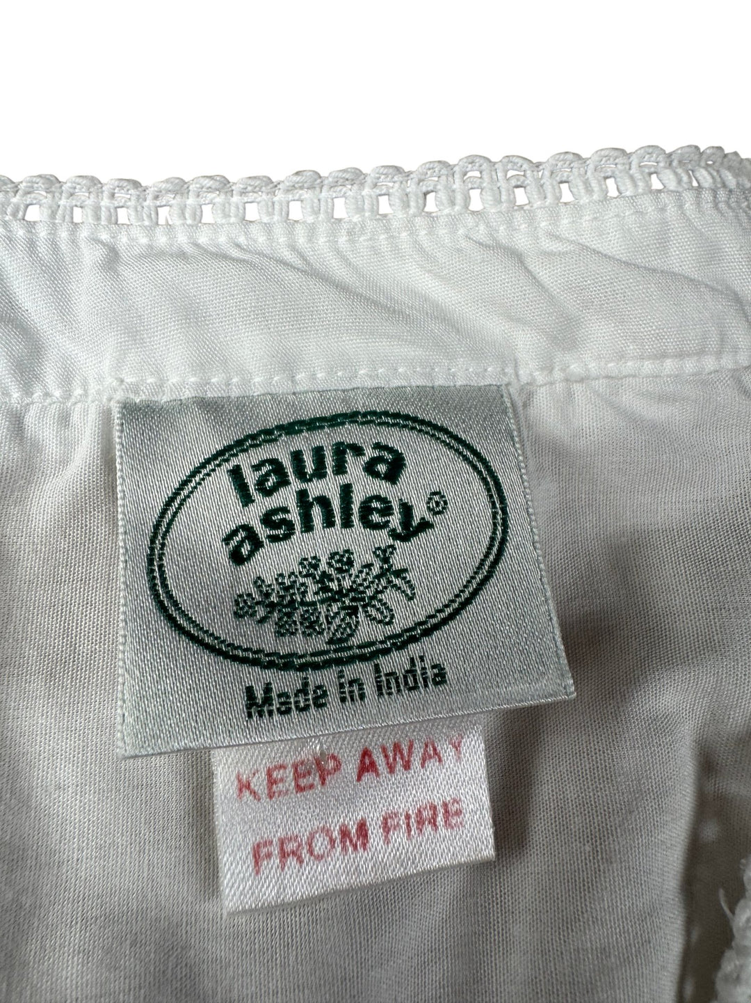 Laura Ashley White Cotton Midi Dress - M - Think Vintage ltd