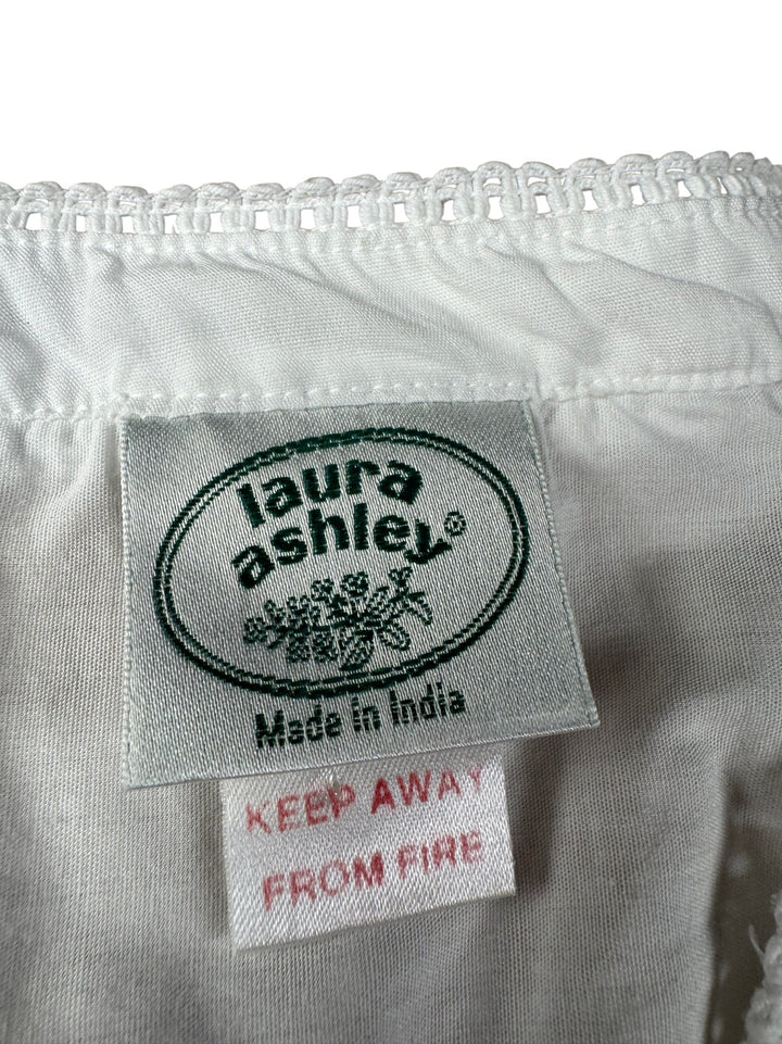 Laura Ashley White Cotton Midi Dress - M - Think Vintage ltd