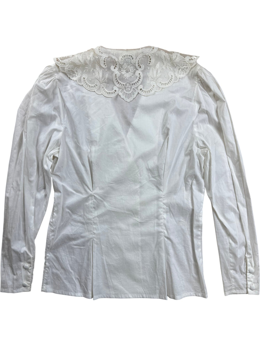 Laura Ashley White Embroidered Cotton Blouse - M - Think Vintage ltd