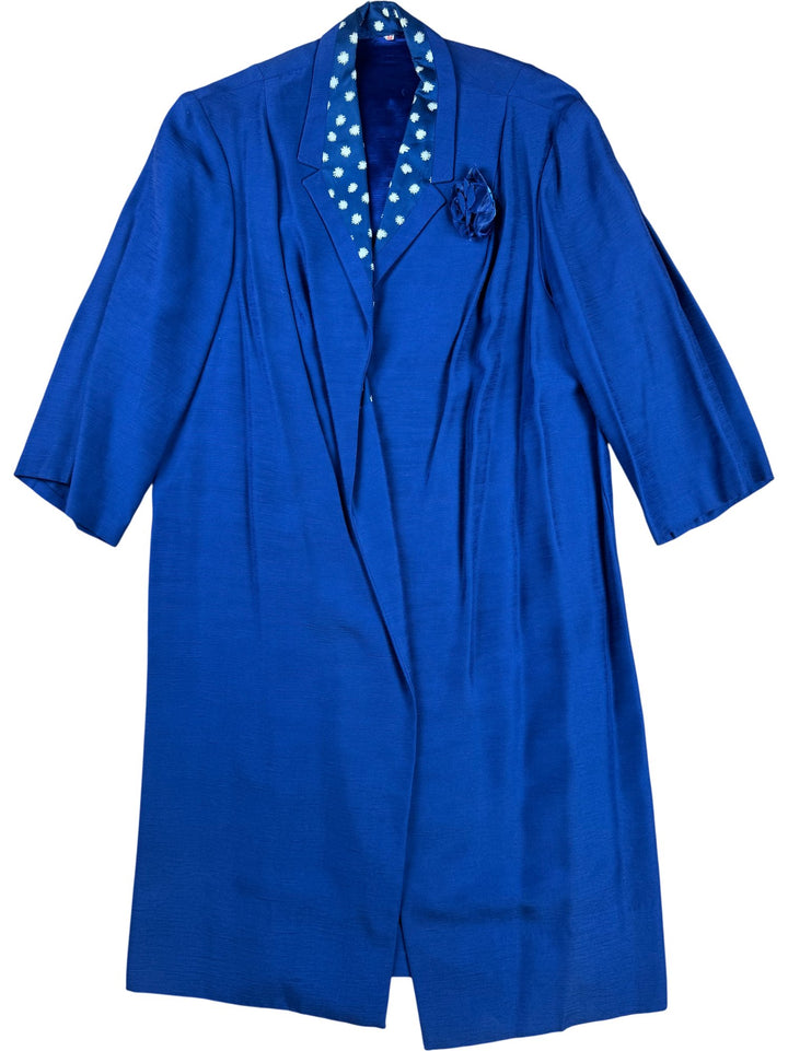Laura Model Polka Dot Blue Dress And Jacket - M/L