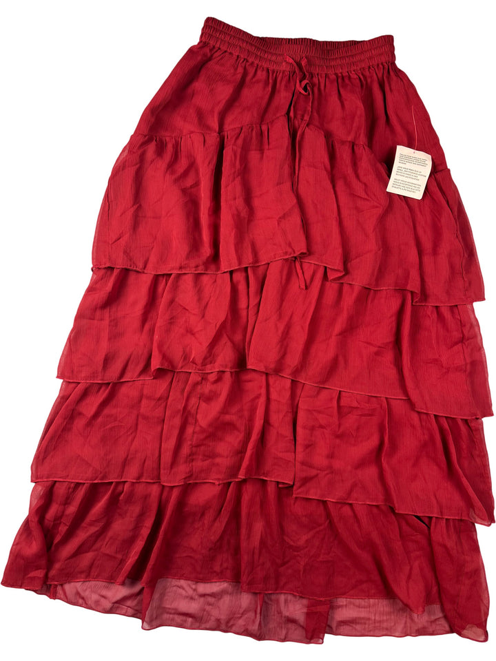 Layered Red Maxi Skirt - S - Think Vintage
