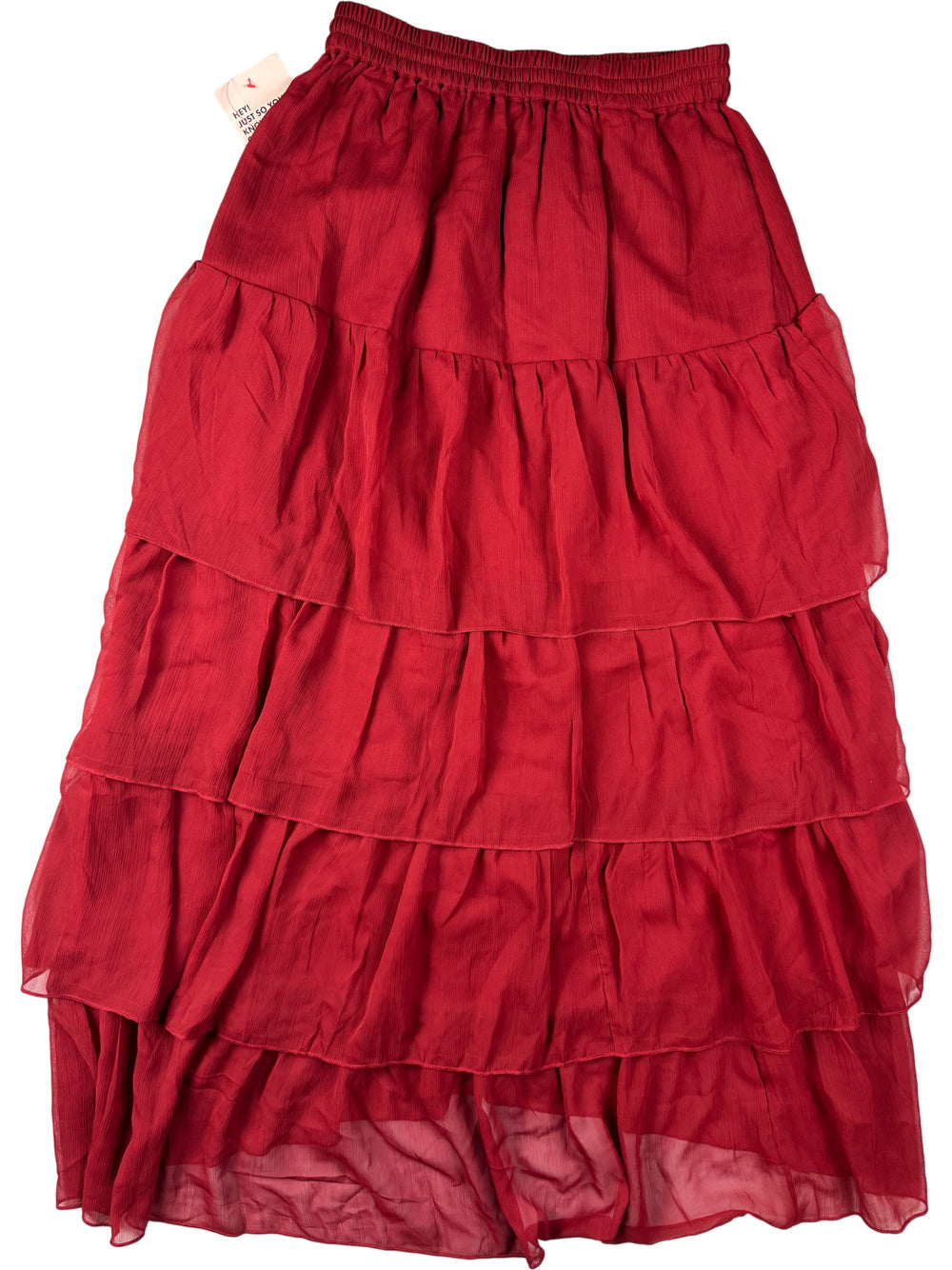 Layered Red Maxi Skirt - S - Think Vintage