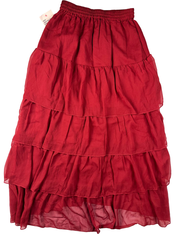 Layered Red Maxi Skirt - S - Think Vintage