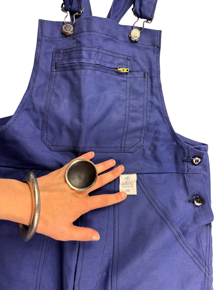 Le Coq Bordeaux Blue Workwear Dungarees - Think Vintage