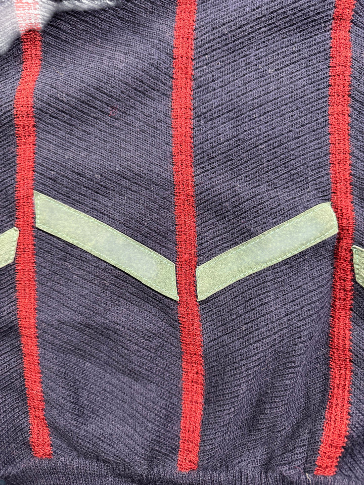 Le Monde V-Neck Striped Sweater - M - Think Vintage