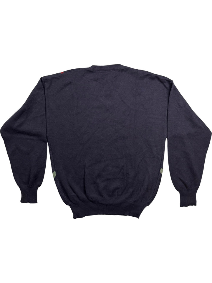 Le Monde V-Neck Striped Sweater - M - Think Vintage Online Ltd