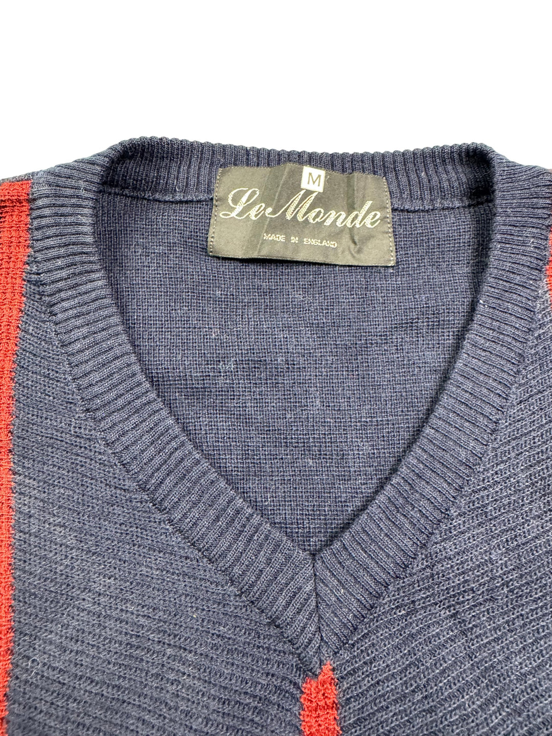 Le Monde V-Neck Striped Sweater - M - Think Vintage Online Ltd