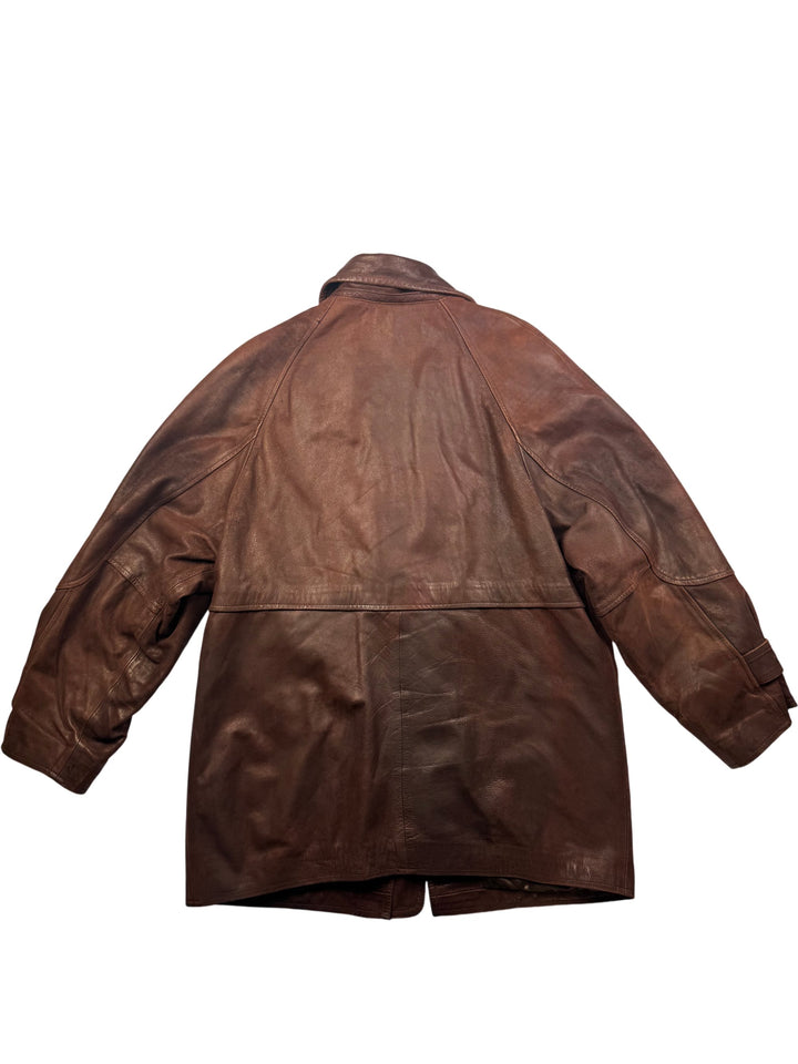 Le Sac Du Berger Brown Leather Jacket - XL - Think Vintage Online Ltd