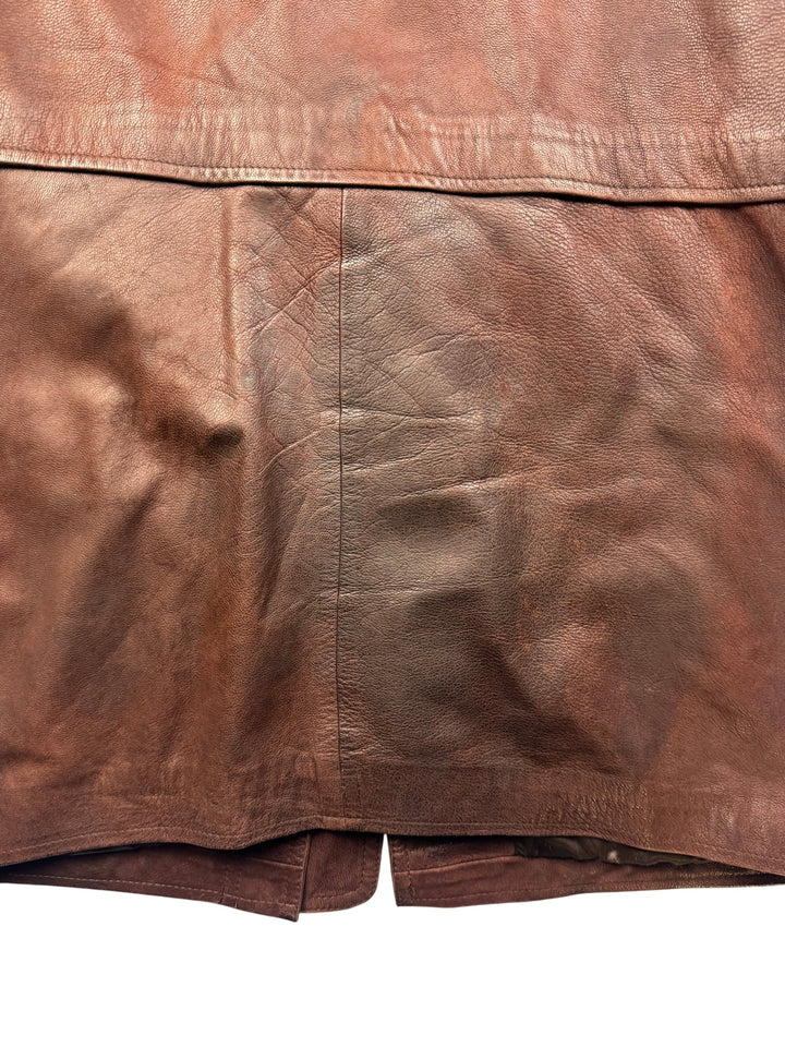 Le Sac Du Berger Brown Leather Jacket - XL - Think Vintage ltd
