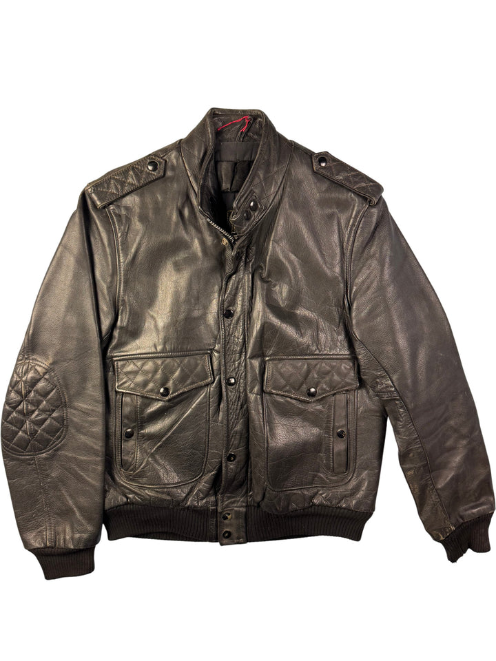 Leather Bomber Jacket - L - Think Vintage Online Ltd