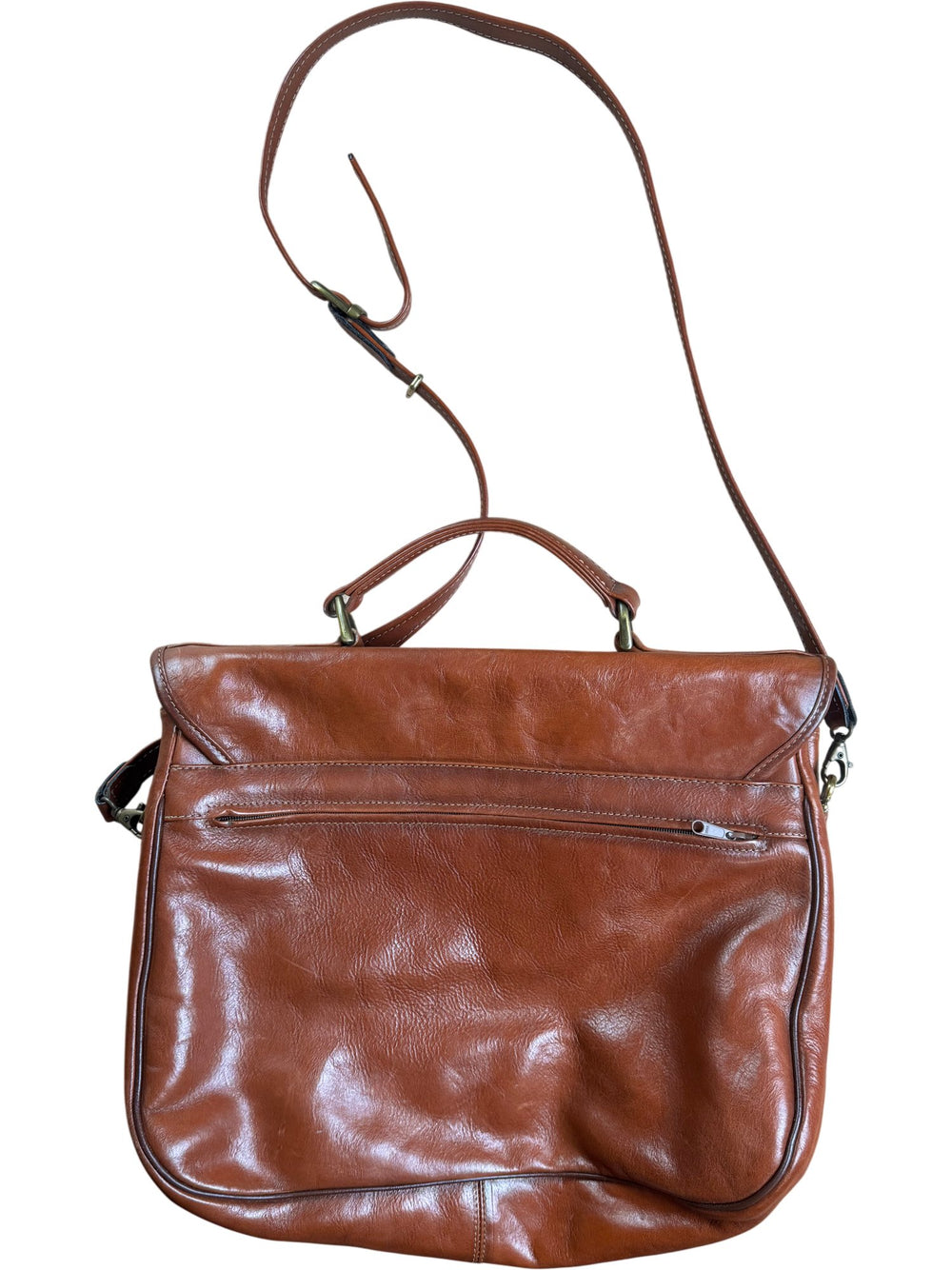 Leather Brown Shoulder Bag - Think Vintage ltd