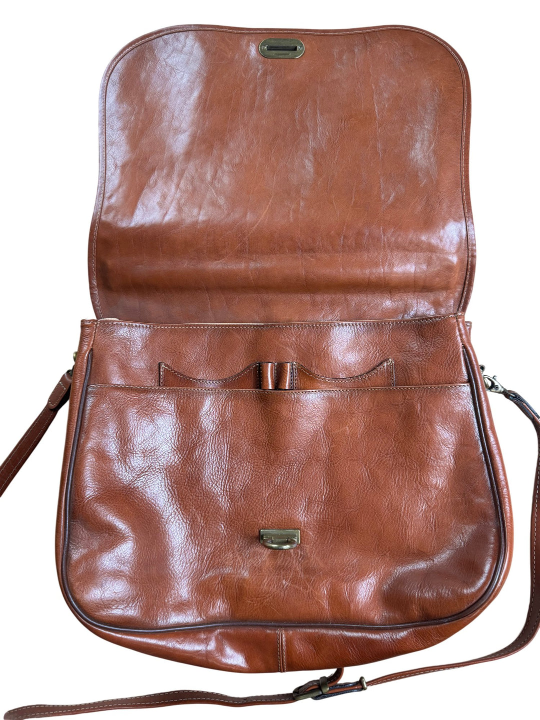 Leather Brown Shoulder Bag - Think Vintage ltd