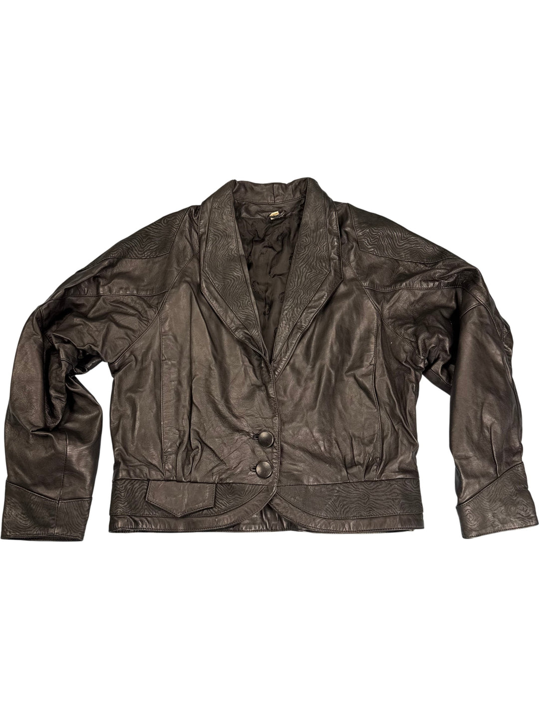 Leather Button-Up Jacket - M - Think Vintage