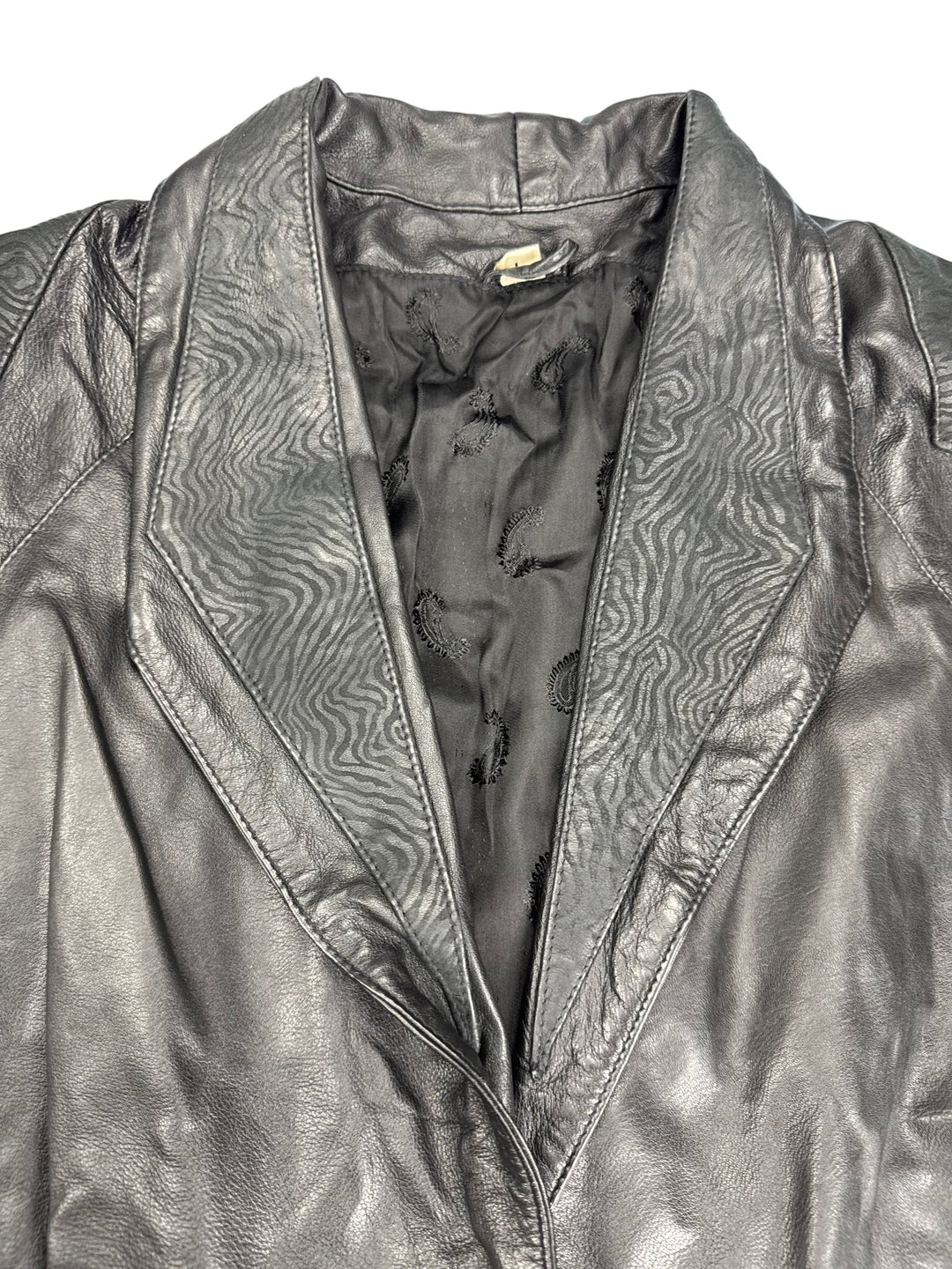 Leather Button-Up Jacket - M - Think Vintage
