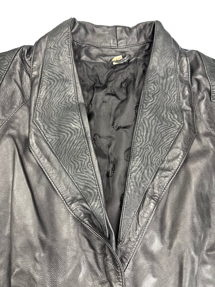 Leather Button-Up Jacket - M - Think Vintage