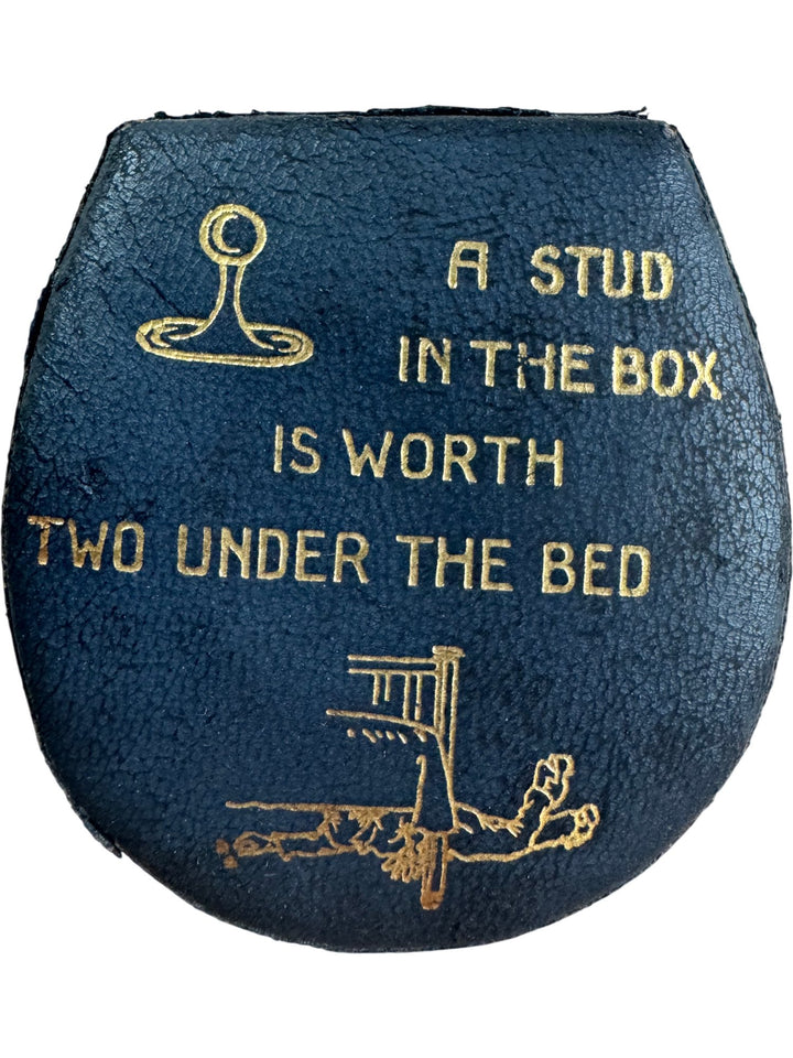 Leather Collar Stud Box With Gold Inscription