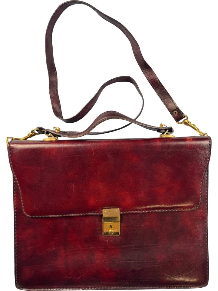 Leather Lock Briefcase Bag - Think Vintage ltd
