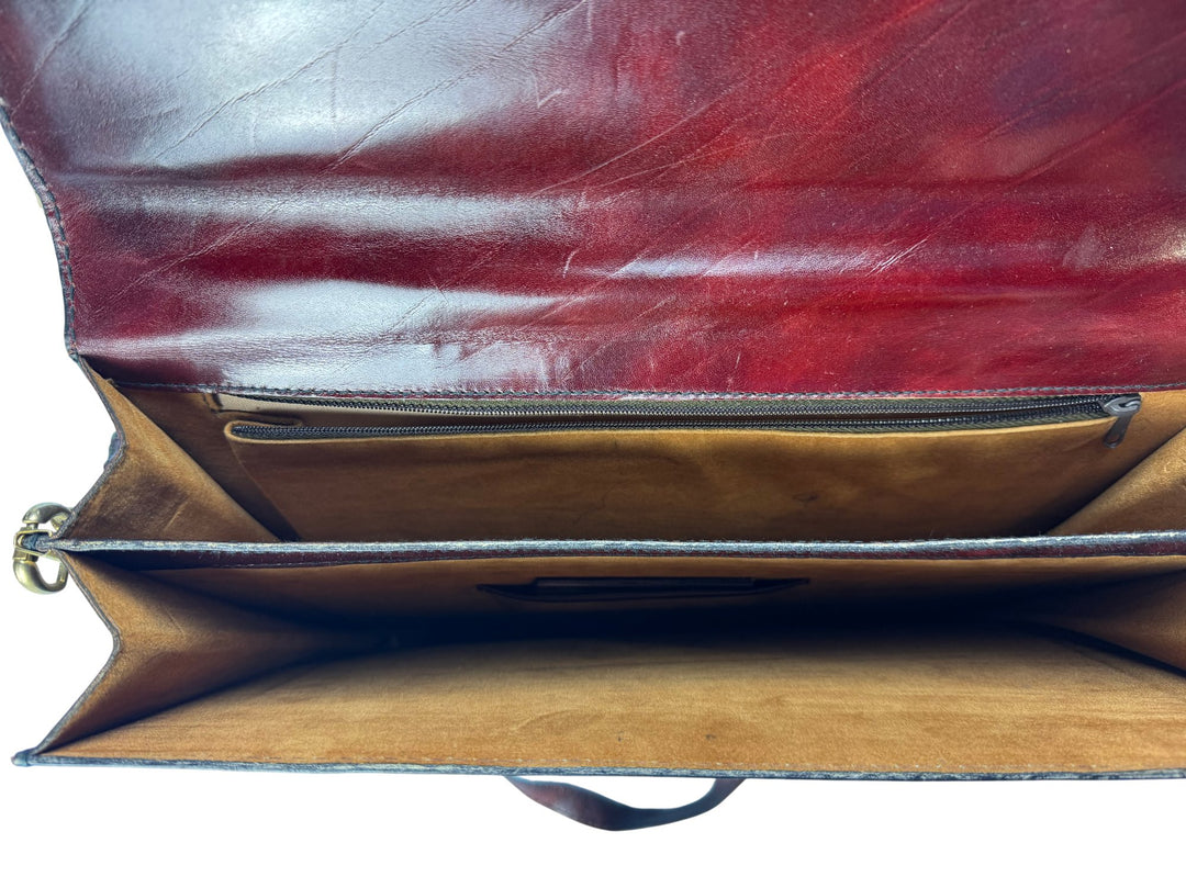 Leather Lock Briefcase Bag - Think Vintage ltd