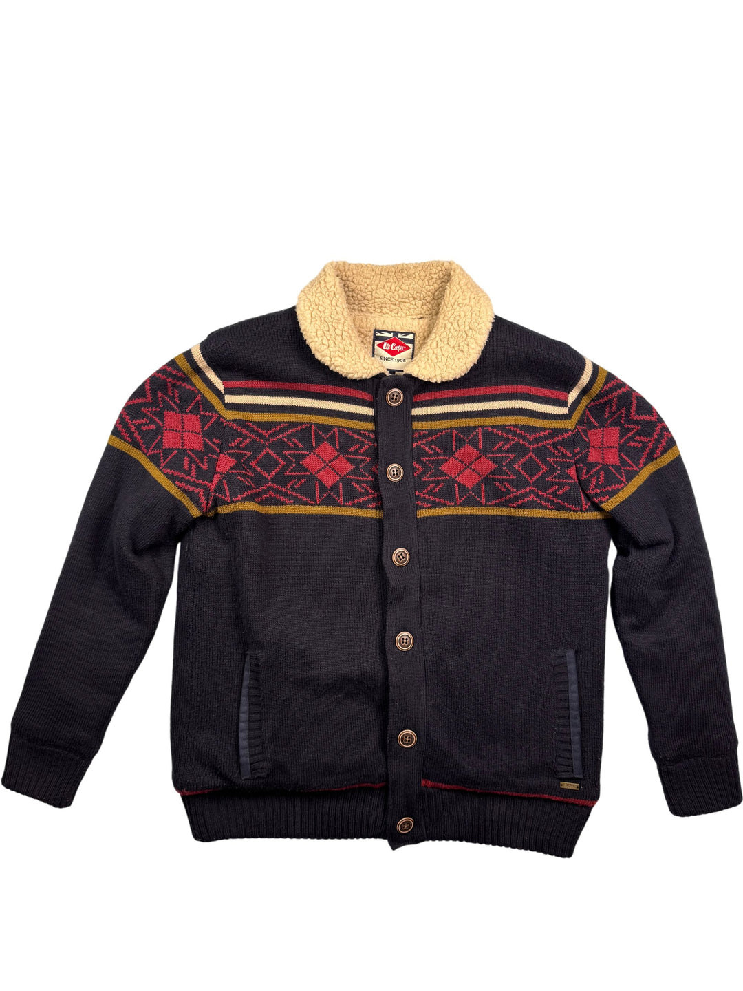 Lee Cooper Button-Up Wool Sweater - L - Think Vintage Online Ltd