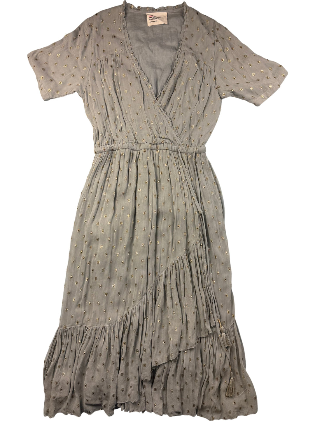 Leon & Harper Grey Embellished Wrap Dress - S - Think Vintage Online Ltd