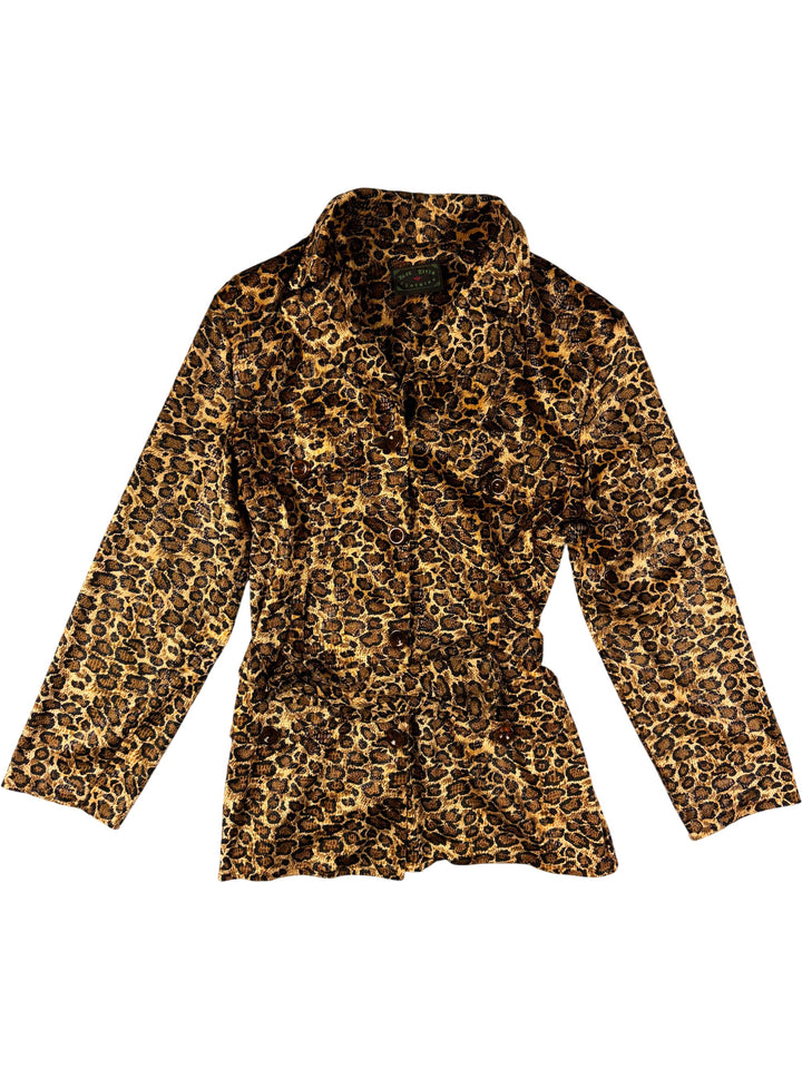 Leopard Print Long Sleeved Jacket - M - Think Vintage ltd