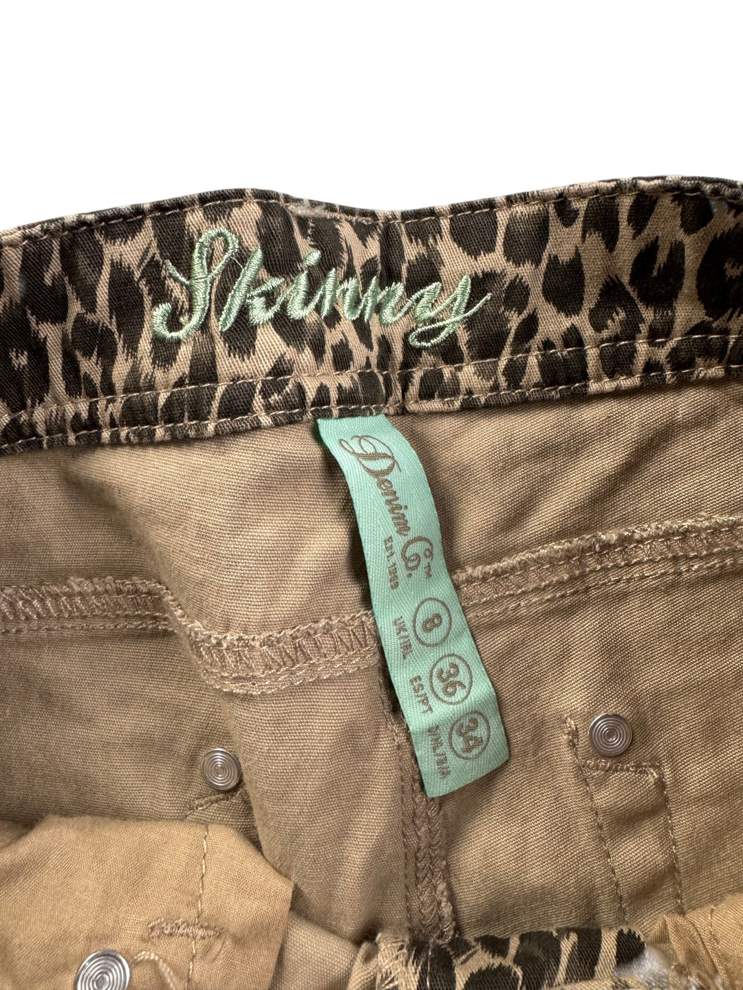 Leopard Print Skinny Trousers - W27 L32 - Think Vintage