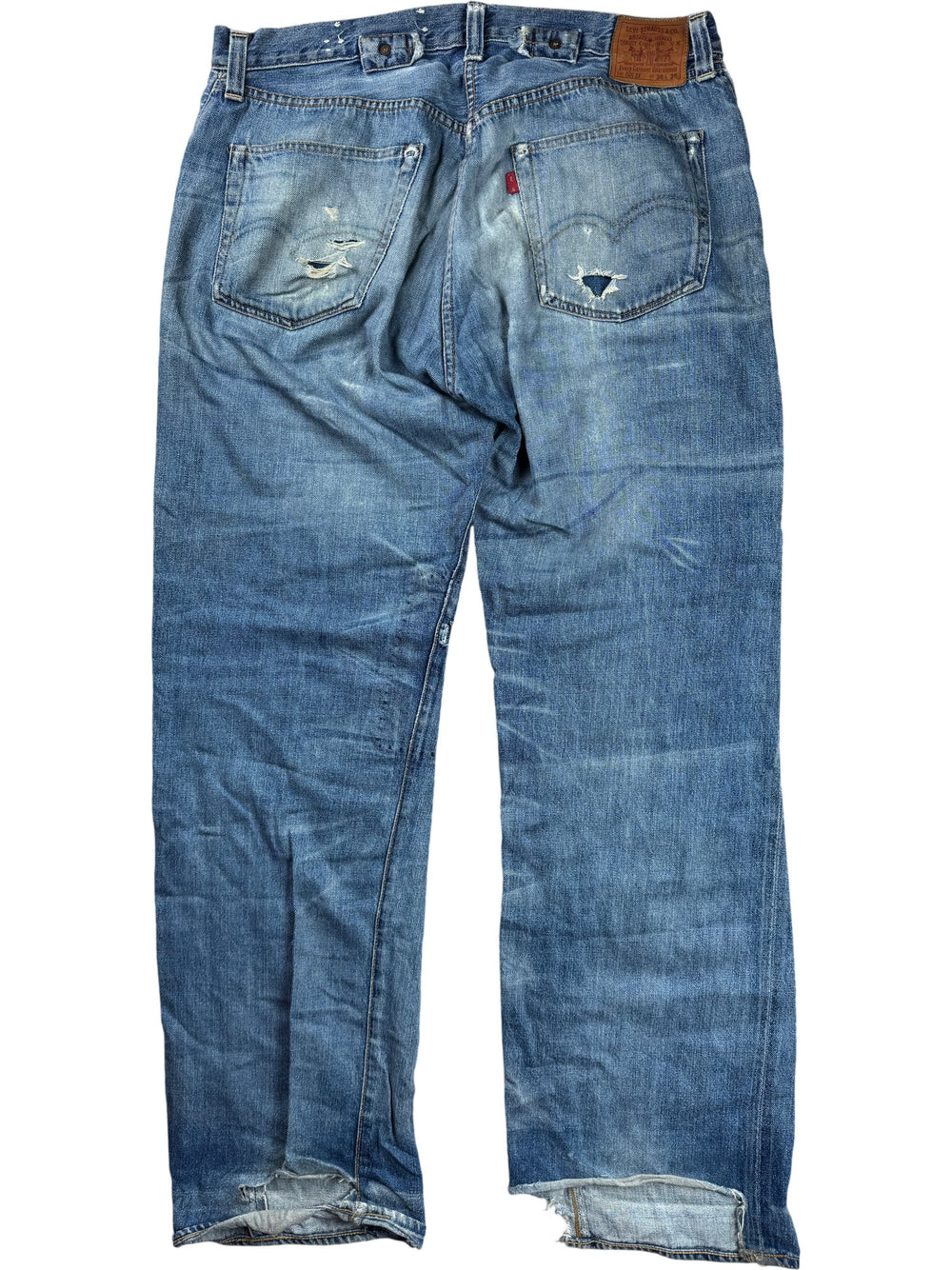 Levi 501 Distressed Limited Edition Big E Selvedge Blue Denim Jeans - W34 - Think Vintage ltd