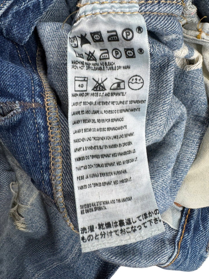 Levi 501 Distressed Limited Edition Big E Selvedge Blue Denim Jeans - W34 - Think Vintage ltd