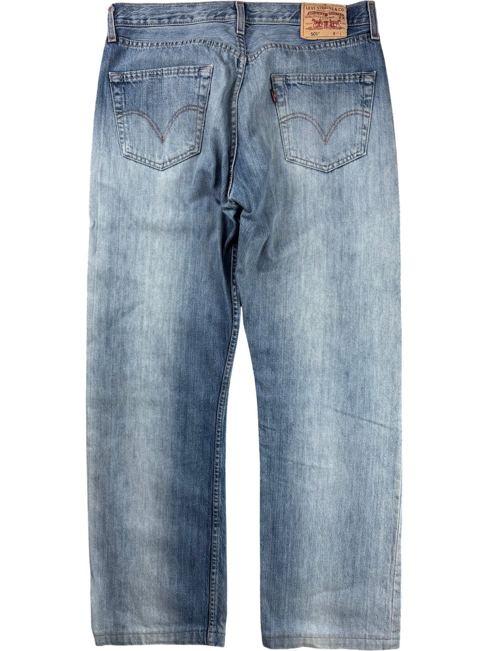 Levi 501 Light Wash Denim Jeans - W35 - Think Vintage ltd