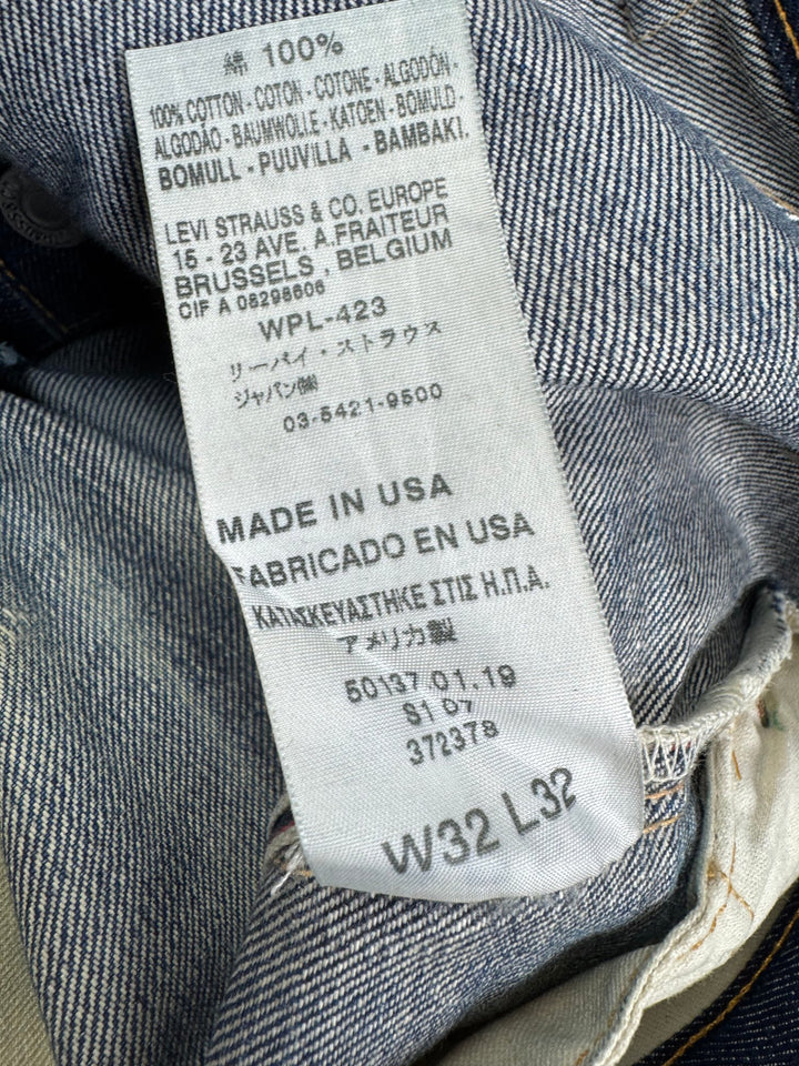Levi 501XX Big E Selvedge Denim Jeans - W33 - Think Vintage ltd