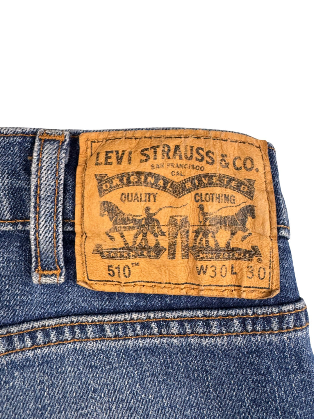Levi 510 Slim Fit Blue Denim Jeans - W30 - Think Vintage ltd