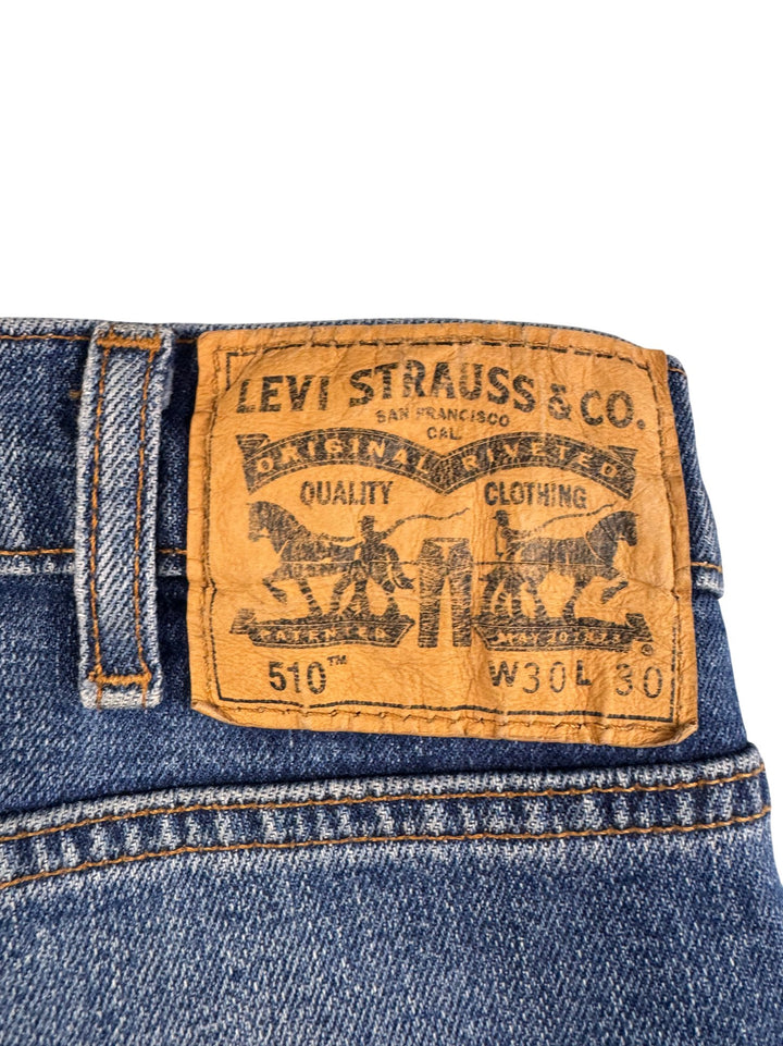 Levi 510 Slim Fit Blue Denim Jeans - W30 - Think Vintage ltd