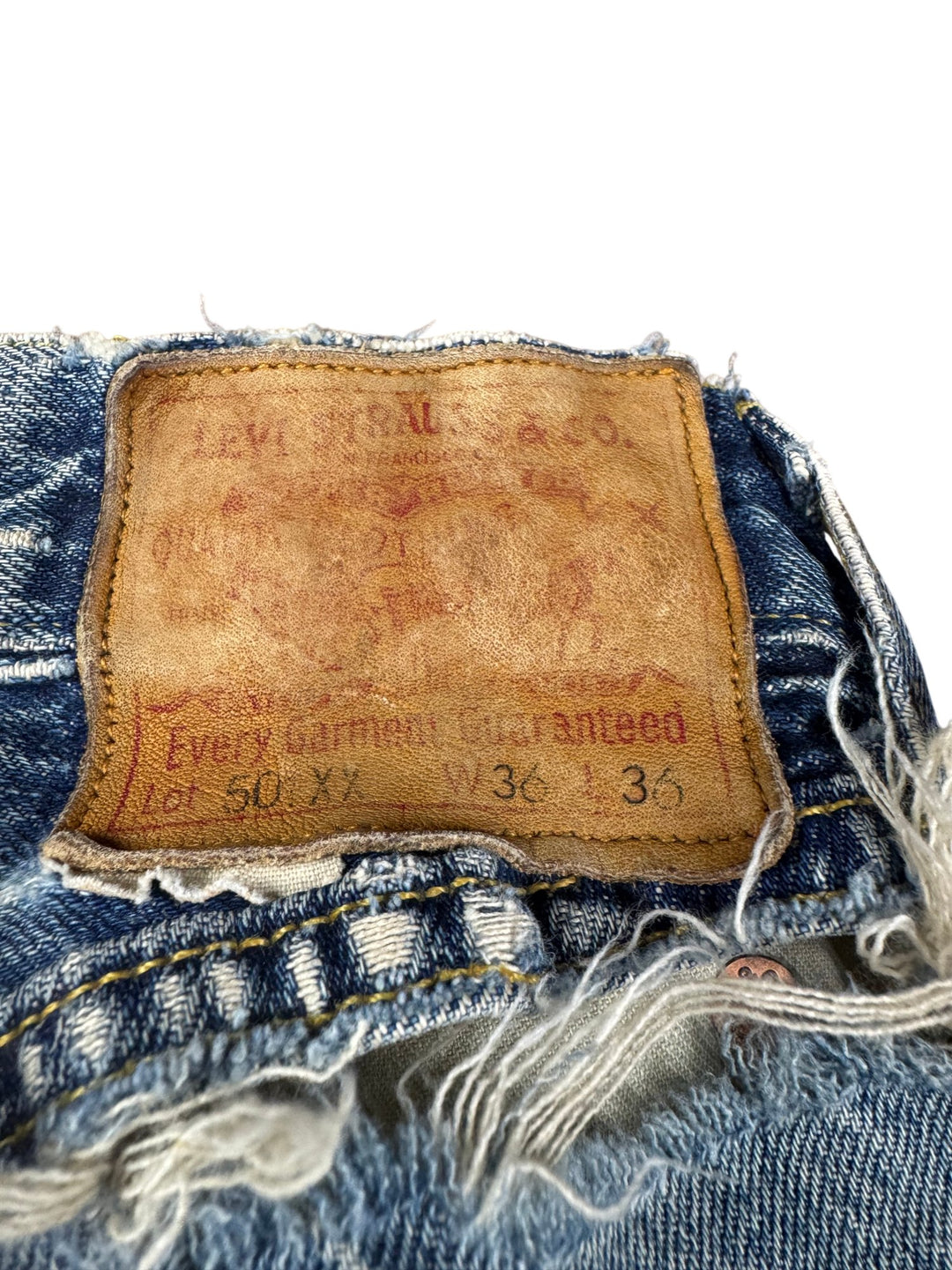 Levi Distressed Selvedge San Francisco Made Denim Jeans - W34 - Think Vintage ltd