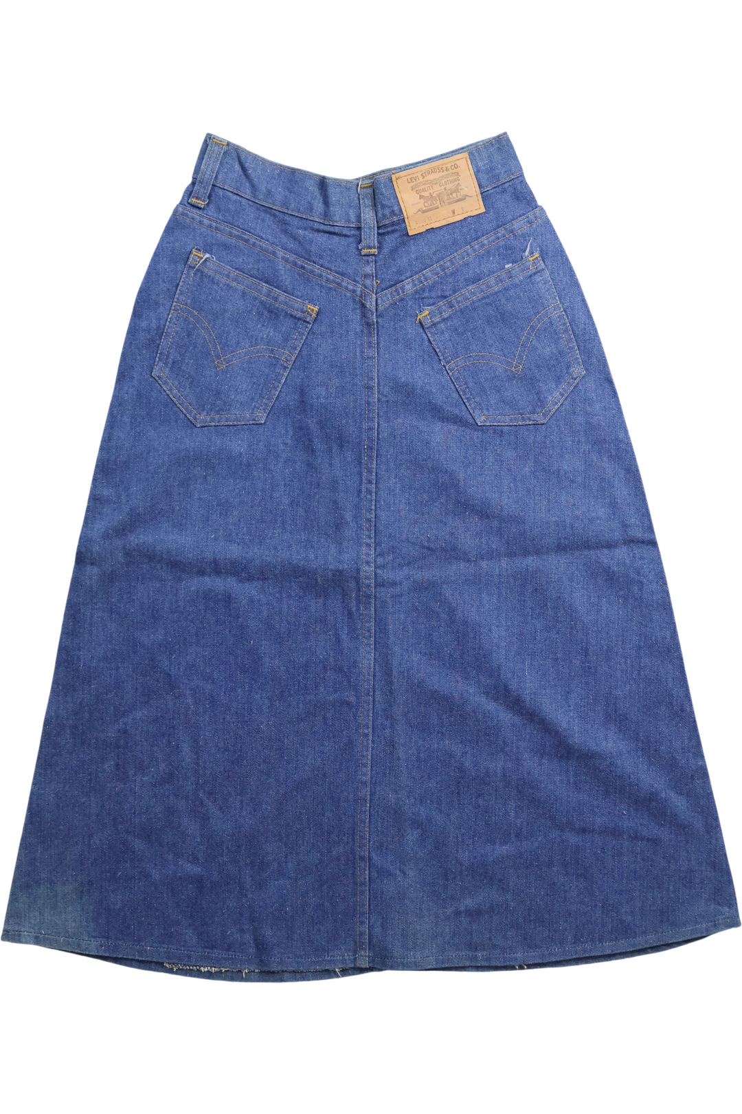 Levi Midi Denim Skirt - W24 L29 - Think Vintage ltd