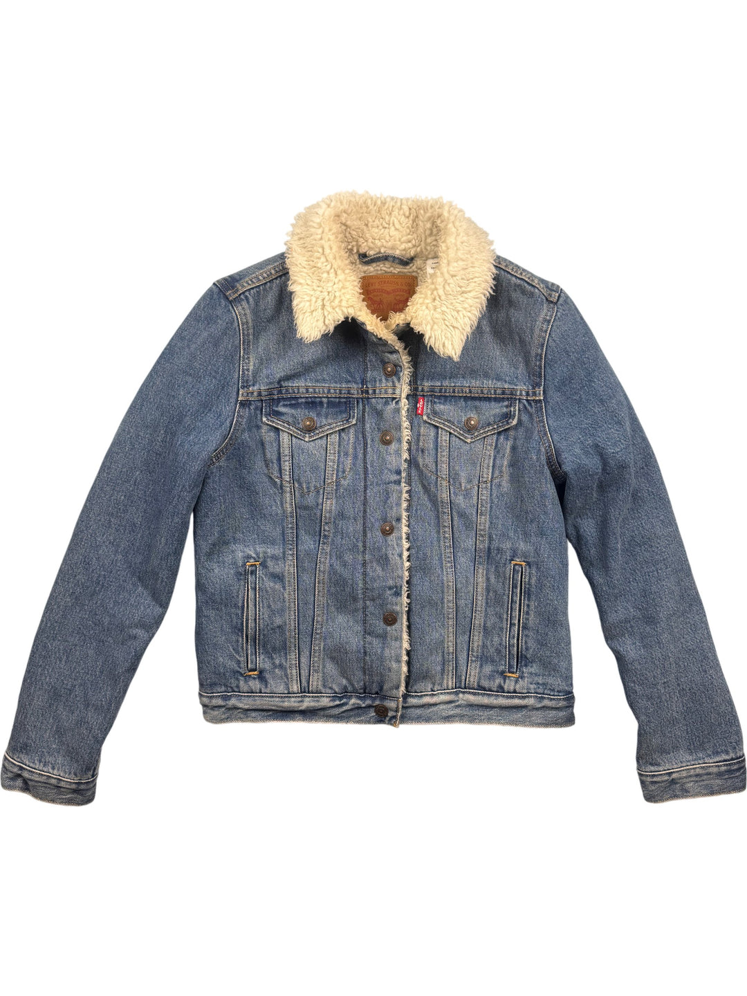 Levi Strauss Sherpa Lined Denim Jacket - S - Think Vintage Online Ltd